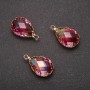 Pendant "Drop" Yellow-Raspberry, Gold-Tone Setting 13x21mm