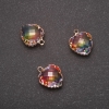 Pendant "Heart" Rainbow Color, Gold-Tone Setting 12x15mm
