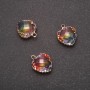 Pendant "Heart" Rainbow Color, Gold-Tone Setting 12x15mm