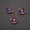 Pendant "Heart" Raspberry-Blue Color, Gold-Tone Setting 12x15mm