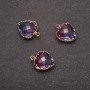 Pendant "Heart" Raspberry-Blue Color, Gold-Tone Setting 12x15mm