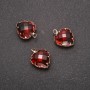 Pendant "Heart" Red-Green Color, Gold-Tone Setting 12x15mm
