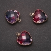 Pendant "Heart" Raspberry-Blue Color, Gold-Tone Setting 16x20mm