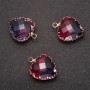 Pendant "Heart" Raspberry-Blue Color, Gold-Tone Setting 16x20mm