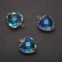 Pendant "Heart" Blue-Yellow Color, Gold-Tone Setting 16x20mm