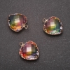 Pendant "Heart" Rainbow Color, Gold-Tone Setting 16x20mm