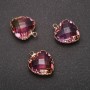Pendant "Heart" Pink-Yellow Color, Gold-Tone Setting 16x20mm