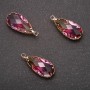 Pendant "Drop" Yellow-Raspberry Color, Gold-Tone Setting 10x24mm