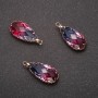 Pendant "Drop" Blue-Raspberry Color, Gold-Tone Setting 10x24mm