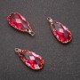 Pendant "Drop" Pink Color, Gold-Tone Setting 10x24mm