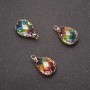 Pendant "Drop" Rainbow Color, Gold-Tone Setting 10x17mm