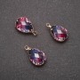 Pendant "Drop" Blue-Pink Color, Gold-Tone Setting 10x17mm