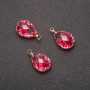 Pendant "Drop" Pink Color, Gold-Tone Setting 10x17mm