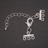 3-Strand Clasp for Bracelets and Beads with Extension Chain, Silver-Tone Metal, 10x14mm, 5cm Length
