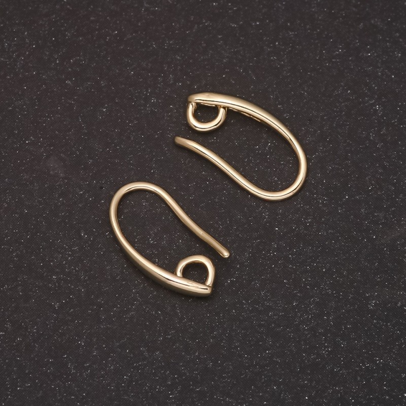 Earring Ear Wires, Yellow Metal, 8x15mm, Pair