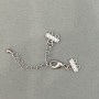 Clasp for Bracelets and Beads, 2-Strand, with Rhinestones and Extension Chain, Silver-Tone Metal, 9x12mm Diameter, 5cm Length