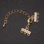 3-Strand Clasp for Bracelets and Beads with Rhinestones and Extension Chain, Gold-Tone Metal, 9x12mm, 5cm Length