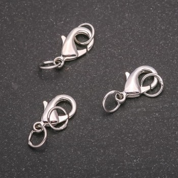 Carabiner Clasp Finding 8x15mm, Silver-Tone Metal