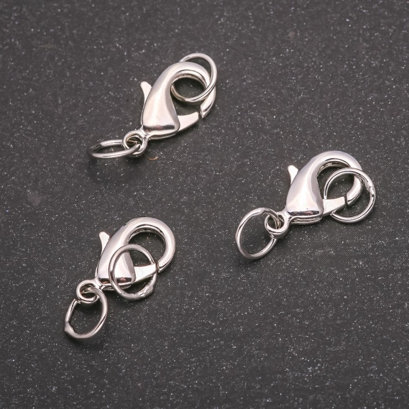 Carabiner Clasp Finding 8x15mm, Silver-Tone Metal