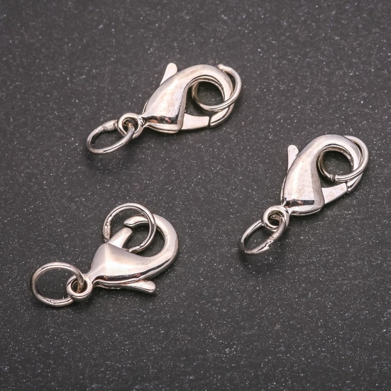 Carabiner Clasp Finding 11x19mm, Silver-Tone Metal
