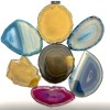 Raw Agate Slice Pendant, Assorted, 37x55(+-)mm, with Hole