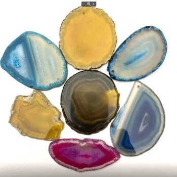 Raw Agate Slice Pendant, Assorted, 37x55(+-)mm, with Hole