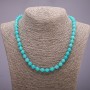 Aquamarine Necklace, Faceted Round Beads, 8mm Diameter, 48cm Length