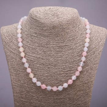 Morganite (Imitation) Necklace, Faceted Bead, 8mm Diameter, 50cm Length