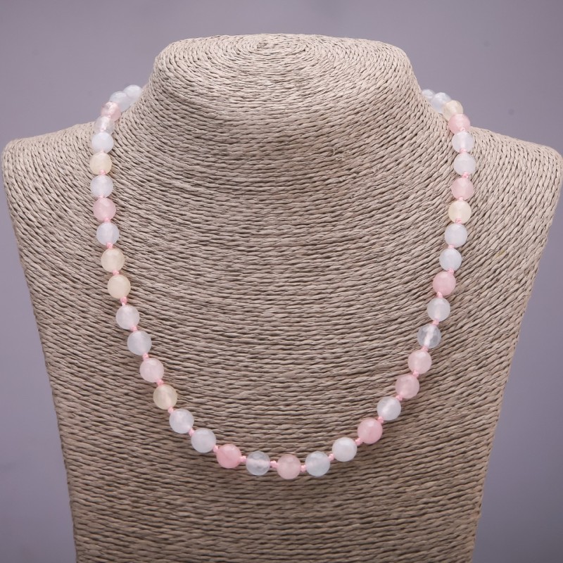 Morganite (Imitation) Necklace, Faceted Bead, 8mm Diameter, 50cm Length