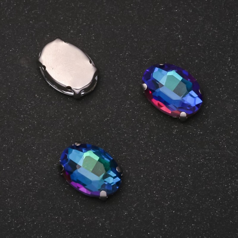 Price per Pack /10 pcs. Sew-on Crystal in Setting, Oval 10x14mm