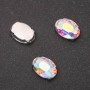Price per Pack /10 pcs. Sew-on Crystal in Setting, Oval 10x14mm, Rainbow