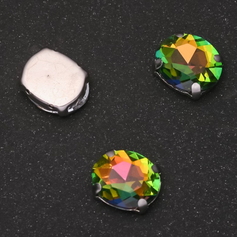 Price per pack /10pcs. Sew-on Crystal in Prong Setting Oval 10x12mm Rainbow