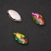 Price/Pack of 10 pcs. Sew-on Crystal in Prong Setting Oval 7x15mm Pink-Green