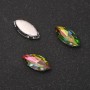 Price per pack /10pcs. Sew-on Crystal in Prong Setting Oval 7x15mm Rainbow