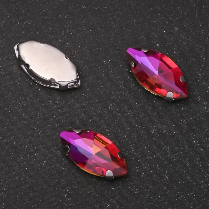 Price per pack /10pcs. Sew-on Crystal in Prong Setting Oval 9x18mm Raspberry-Orange