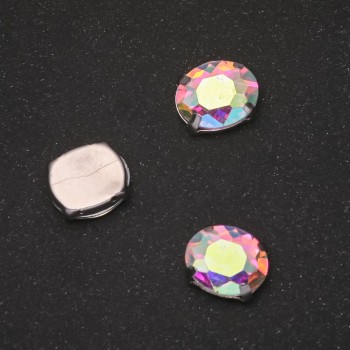 Price per pack /10 pcs. Sew-on crystal in claw setting Oval 8x10mm iridescent