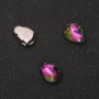 Price per Pack of 10. Sew-On Crystal in Setting, Drop 7x10mm, Green-Pink