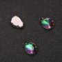 Price per Pack of 10. Sew-On Crystal in Setting, Drop 7x10mm, Green-Raspberry