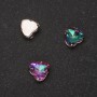 Price per Pack of 10. Sew-On Crystal in Setting, Heart 8mm, Green-Raspberry