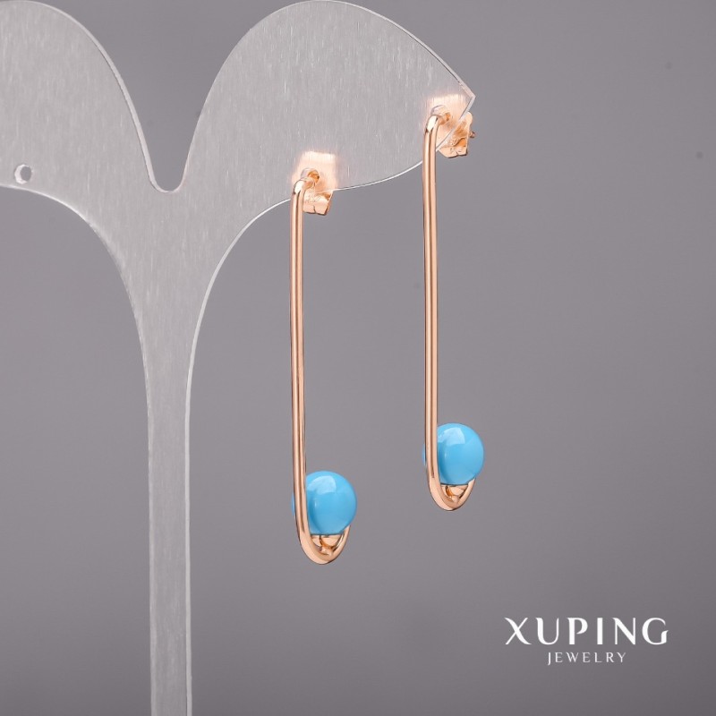 Xuping Earrings with Majorica Pearls 8x48mm 18K Gold Plated