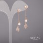 Xuping Earrings with White Stones and Majorica Pearls 10x46mm 18K Gold Plated