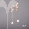 Xuping Earrings with White Stones and Majorica Pearls 23x64mm 18K Gold Plated