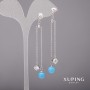 Xuping Earrings with White Stones and Majorica Pearls 8x80mm Rhodium
