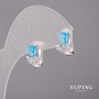 Xuping Earrings with Light Blue Stones 8x12mm Rhodium
