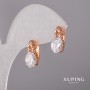 Xuping Earrings with White Stone, 7x16mm, 18K Gold Plating