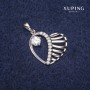 Xuping Heart Pendant with White Rhinestones 19x22x26mm Rhodium