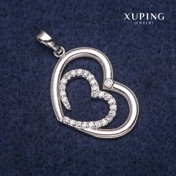 Xuping Heart Pendant 21x30x37mm Rhodium