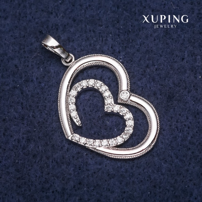 Xuping Heart Pendant 21x30x37mm Rhodium