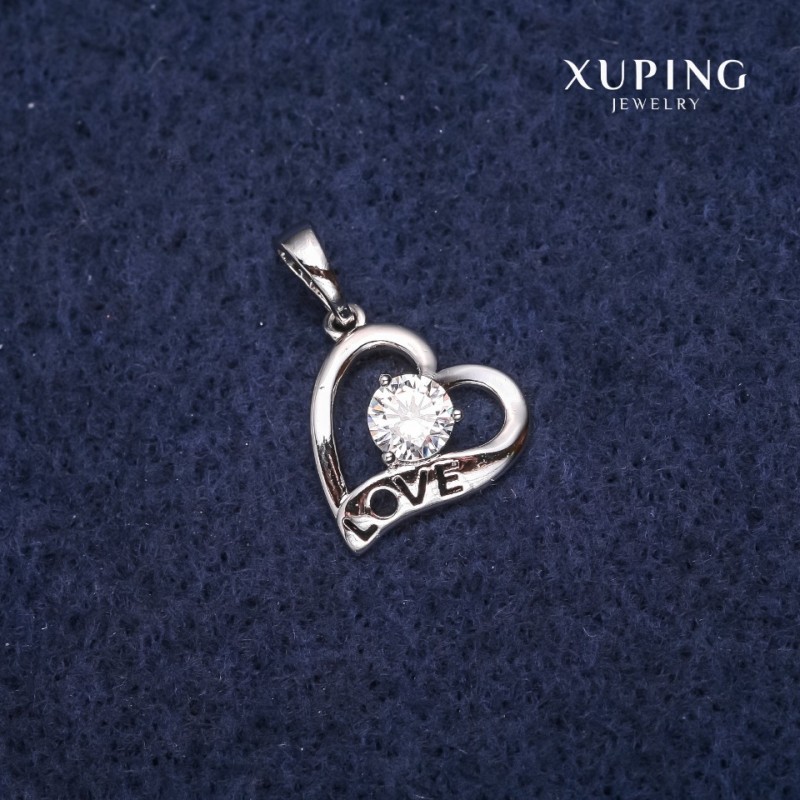 Xuping Heart Pendant 14x19mm Rhodium