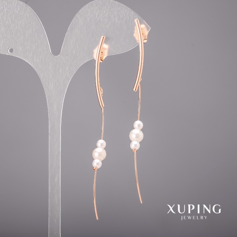 Xuping Earrings with Majorca Pearls 6x75mm 18K Gold Plated
